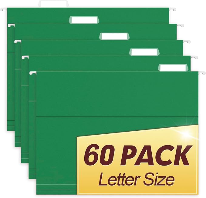 HERKKA Hanging File Folders, 60 Pack Reinforced Letter Size Hanging Folders by HERKKA