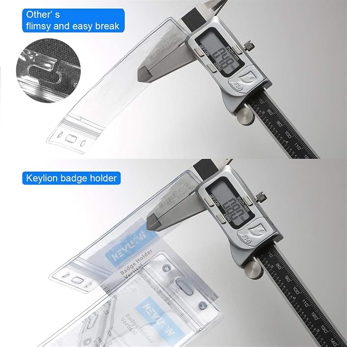 100 Pack ID Card Name Badge Holder, Heavy Duty Clear Transparent Plastic PVC - Image 3