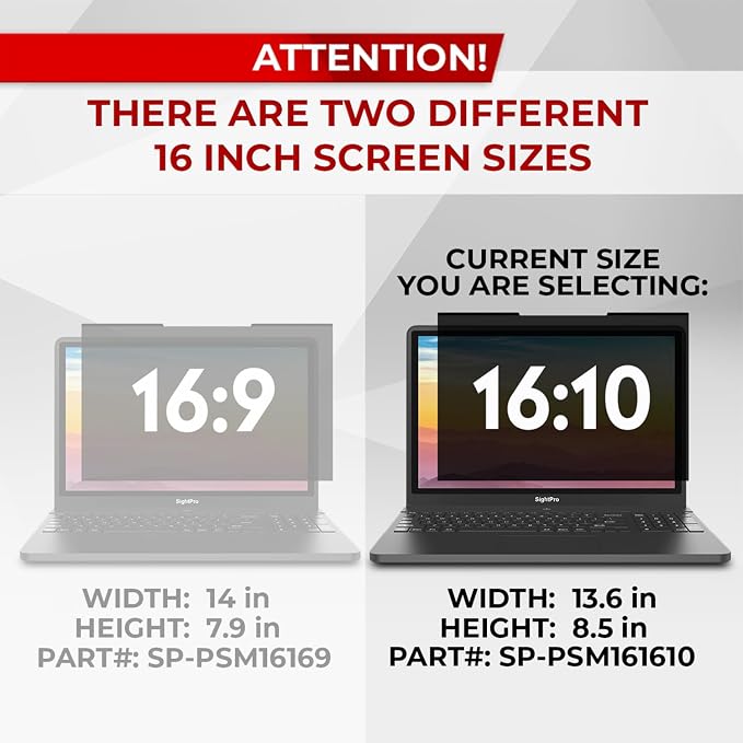 SightPro Magnetic Laptop Privacy Screen 16 Inch 16:10 - Image 3