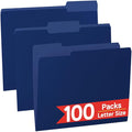 VZCPYTPM 100 Pack Navy Blue File Folder, 1/3-Cut Tabs, Paper File Folders by OfficeSuppliesDirect