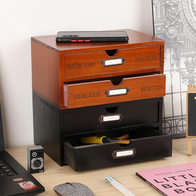 Wooden Storage Box Rustic Desktop Organizer - Image 2