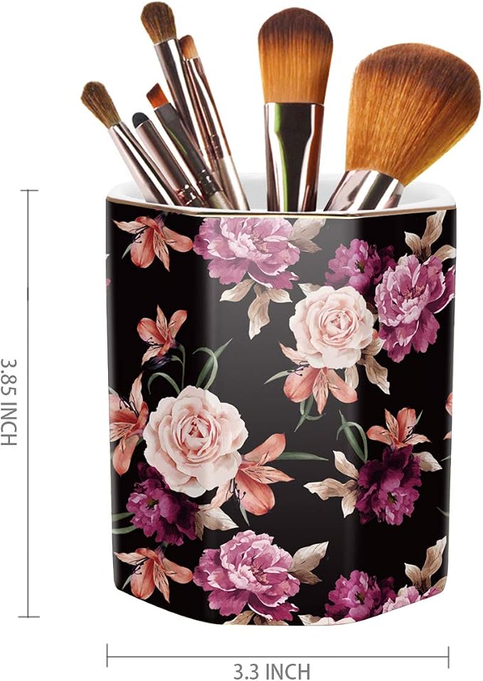 Pen Holder, Pencil Holder for Desk Floral Pattern Pencil Cup for Girls Kids - Image 2