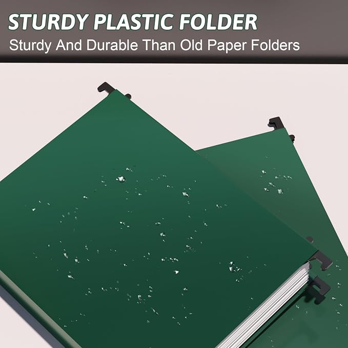 Plastic Hanging File Folder Extra Capacity, 12 Pack Reinforced Hang Folders - Image 3