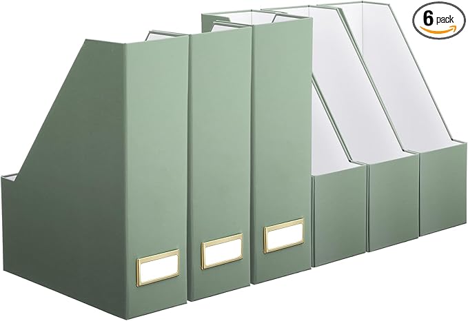 Feifeiya Magazine File Holder Set of 6 Stylish Sturdy Cardboard File Boxes Desk by Feifeiya