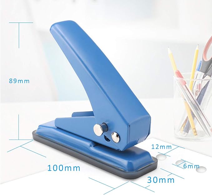 Single Hole Puncher, 1/4" Hole, 20 Sheet Capacity, 1 Pack | Metal Paper Punch - Image 2