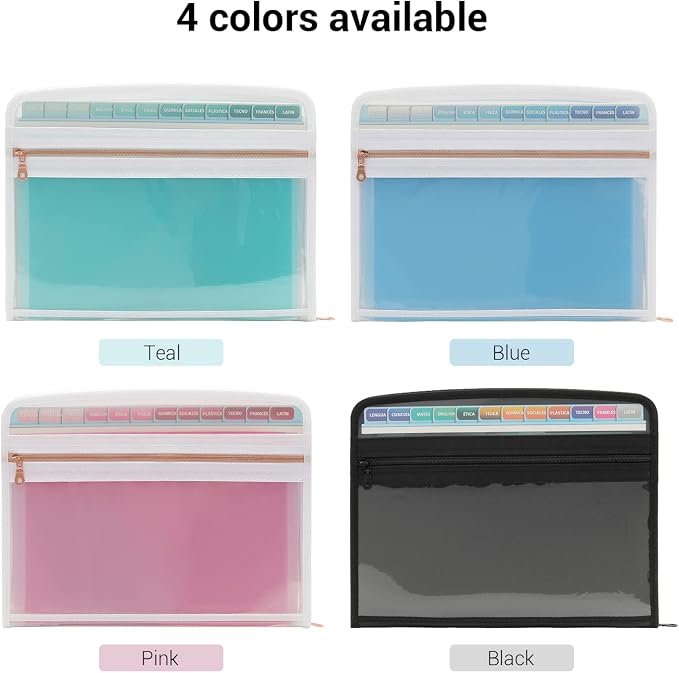Mukawa 13 Pocket Zippered Expanding File, Zippered Accordion File Organizer - Image 8