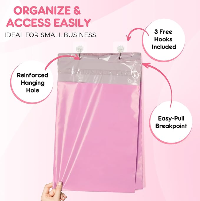 Fuxury Poly Mailers 12x15.5" 100PC Pink Shipping Bags - Image 3