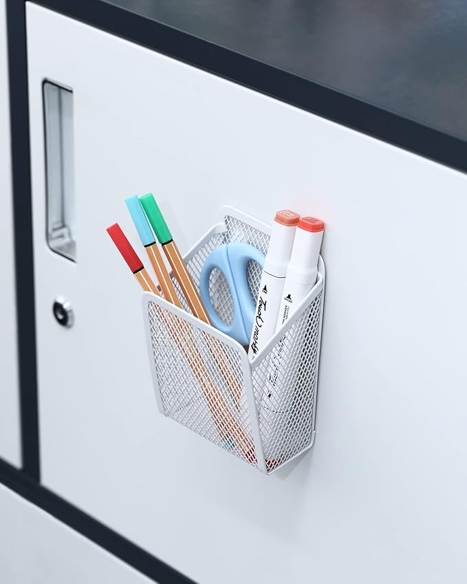 Magnetic Pencil Holder, Mesh Stainless Steel Pen Basket, Metal Writing Utensil - Image 7
