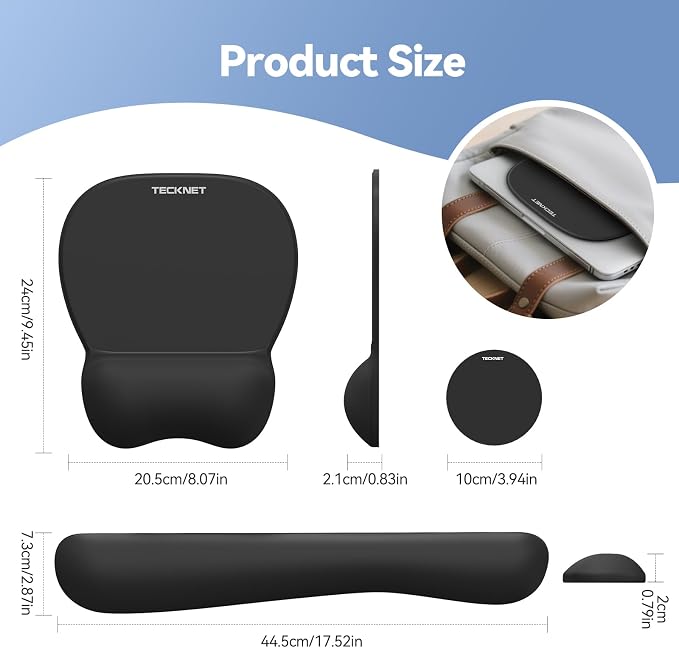 TECKNET Gel Mouse Pad with Wrist Rest, 3 in 1 Keyboard Wrist Rest - Image 7
