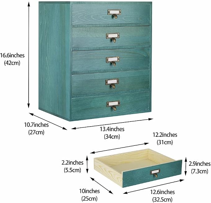 GoooodGIFT Large Wooden Drawers Rustic Desk Organizers and Accessories Wooden - Image 3