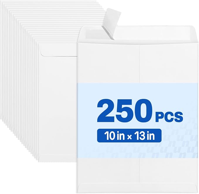 SUNEE 10 x 13 Self Seal Catalog Envelopes, 28lb White Security Mailing Envelopes by SUNEE