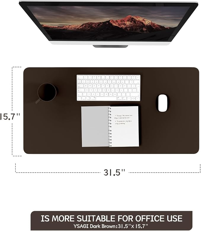 YSAGi Non-Slip Leather Desk Pad, Waterproof Laptop Computer Desk Keyboard Mat - Image 7