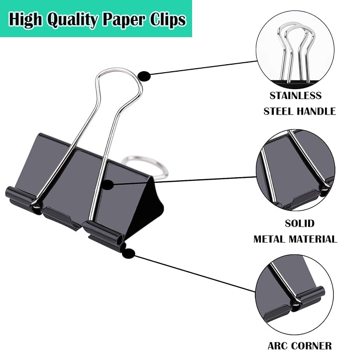 144 Pcs Binder Clips, 1-Inch Medium Paper Clamps - Image 3