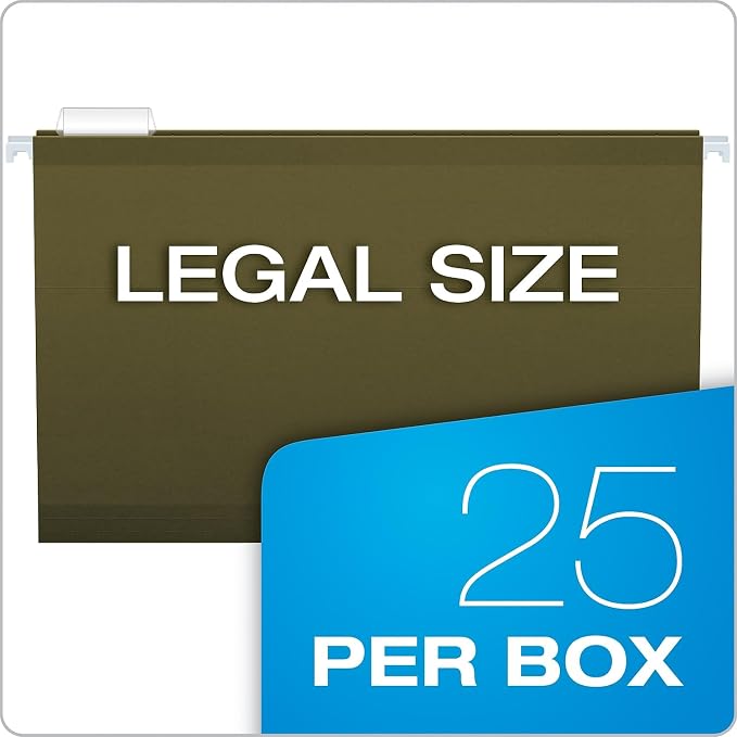 Pendaflex Reinforced Hanging Folders, Legal Size, Standard Green, 1/5 Cut - Image 5