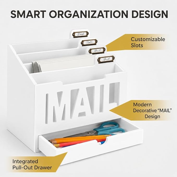 Mail Organizer Countertop, Desktop Mail Sorter - Image 2