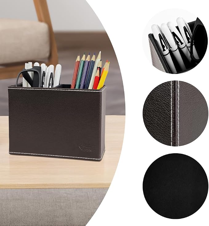 Pen Pencil Holder Cup Container PU Leather Desk Organizer Stand Decor Brush - Image 6