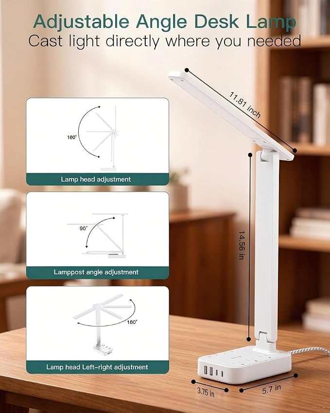 Addtam LED Desk Lamp, Power Strip - Image 4