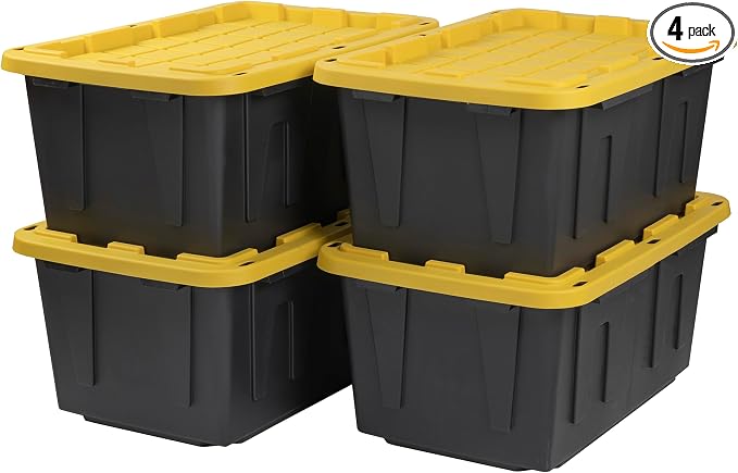 CX Black & Yellow 27-Gallon Heavy Duty Stackable Storage Bins by BLACKYELLOW