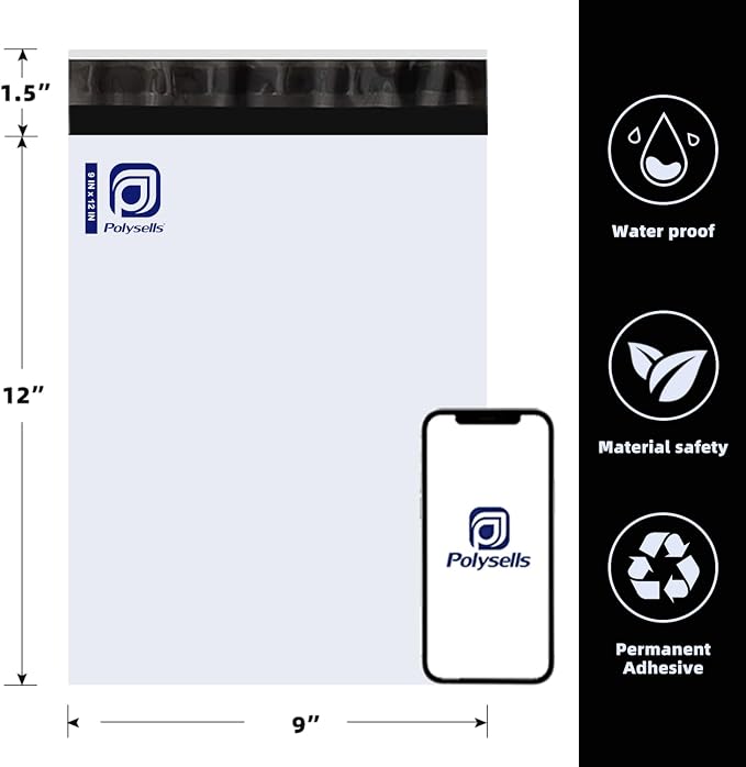 POLYSELLS 1000 pcs 9x12 Inch White Poly Mailers Shipping Envelopes, Strong - Image 2