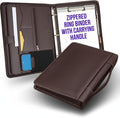 STYLIO Walnut Zipper Portfolio Binder w/Carrying Handle | Removable 3-Ring by Stylio