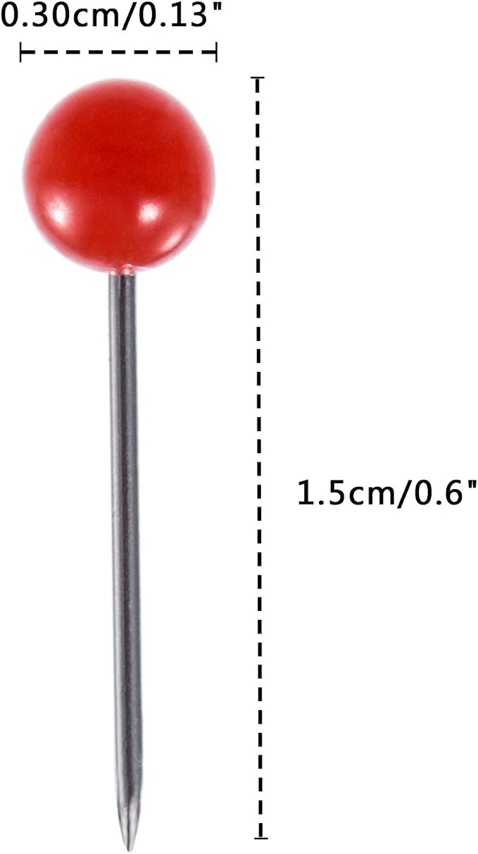 Outus 500 Pieces Map Push Pins Map Tacks Plastic Round Head Tacks - Image 2