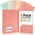 Sooez 6Pack Folders with Pockets, Pastels Colors, Heavy Duty Pocket Folder by Sooez