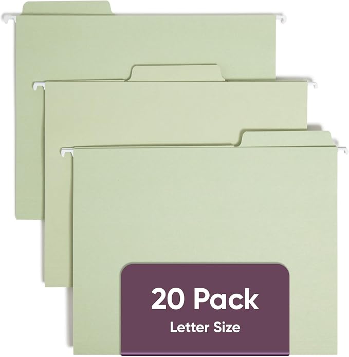 Smead FasTab Hanging File Folder, 1/3-Cut Built-in Tab, Letter Size by SMEAD