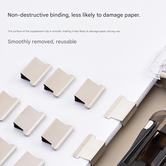 4 Pcs Portable Binder Clip Stapler, Includes 200 Reusable Push Clips, Handheld - Image 3