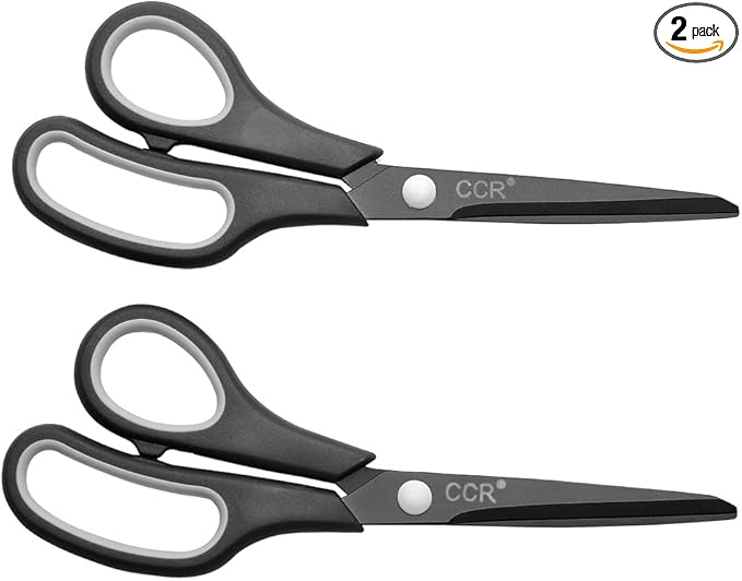 CCR Scissors 8 Inch Soft Comfort-Grip Handles Sharp Titanium Blades by CCR