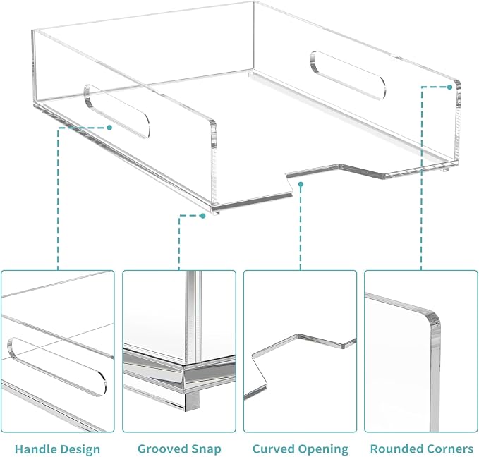 HIIMIEI Paper Organizer for Desk, Acrylic Paper Tray, Office 2 Tiers - Image 4