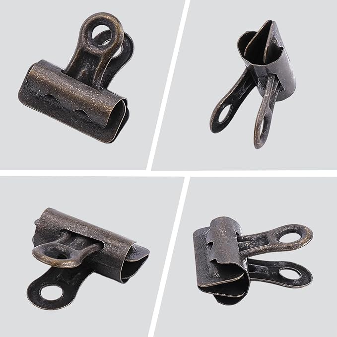 CRASPIRE 20Pcs Bronze Bulldog Clips Mini Vintage Metal Binder Hinge Antique - Image 6