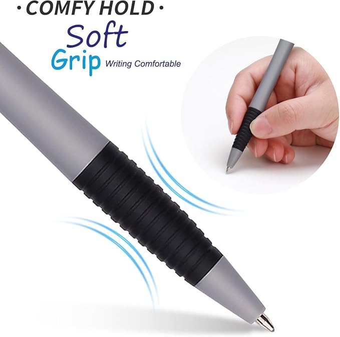 Pens Bulk, 60 Pack Gripped Slimster Ballpoint Pens -White, MODERN MINIMAL STYLE - Image 3