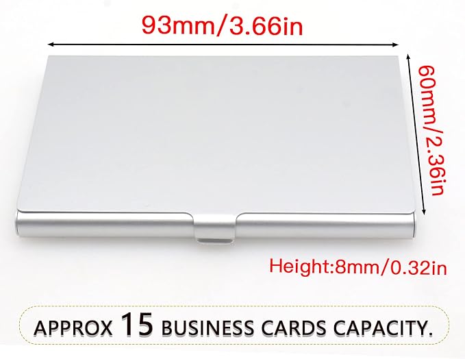 Pack of 2 Silver Metal Business Card Holder, Aluminum Alloy Business Card Case - Image 2