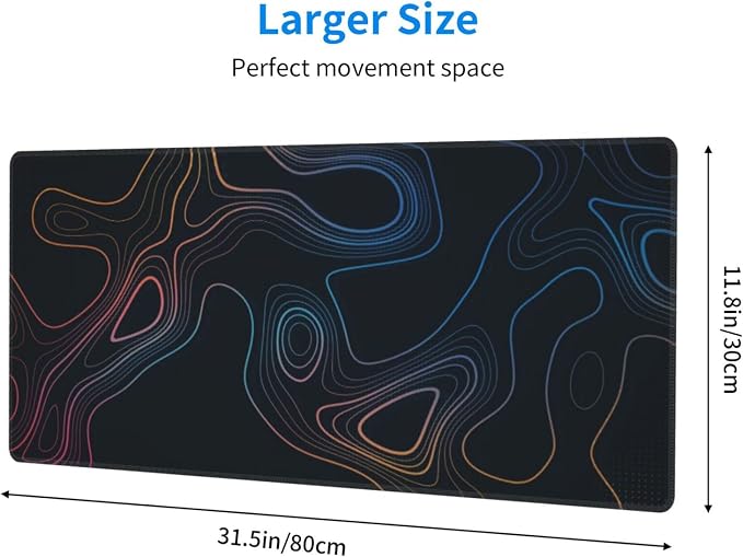 Topographic Contour Map XL Mouse Pad 31.5 x 11.8 Inch Gaming Mousepad Extended - Image 6