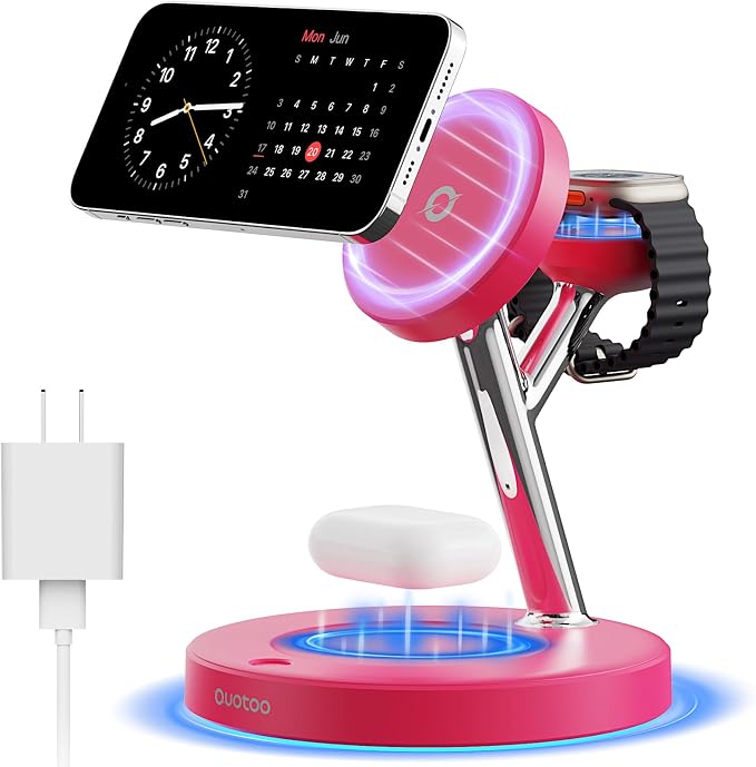 【Adjustable Blue Ambient Light】 Wireless Charger 3 in 1 by Ouotoo