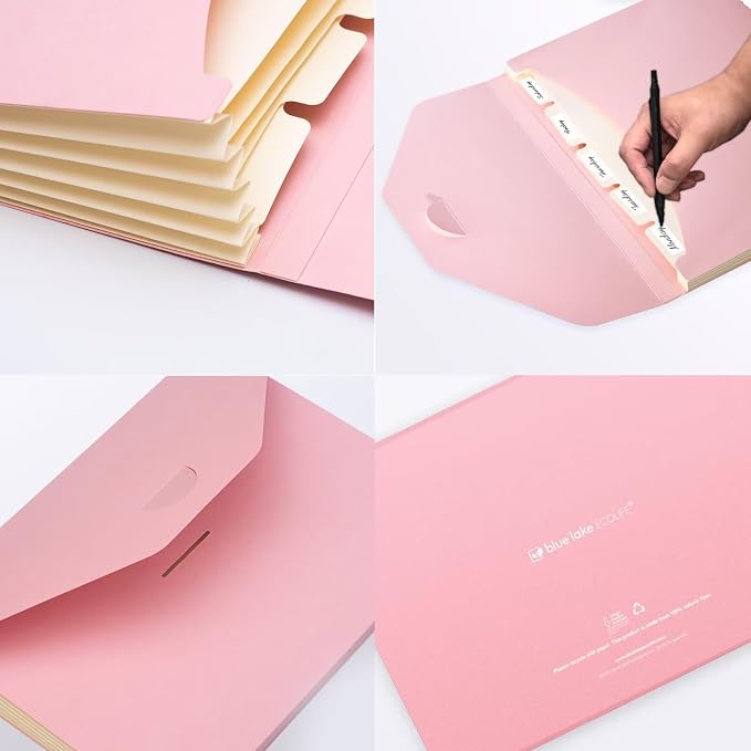 Expanding File Folder Accordion Folders ECO Friendly 6 Pocket Organizer Pink - Image 5