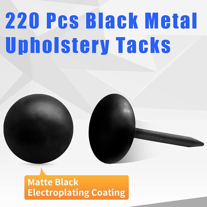 Bivethoi 220 Pcs Black Upholstery Tacks, 1/3 Inch Metal Round Head Thumb Tacks - Image 6