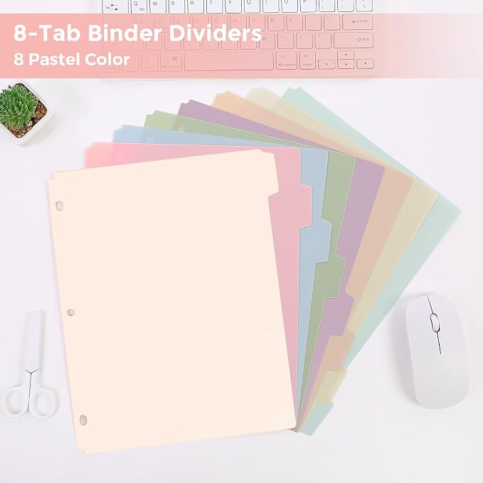 SKYDUE Durable Plastic 8-Tab Dividers, Big Tab Dividers - Image 5