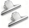 2 PCS Large Stainless Steel Bull Binder Clips, 6.3 Inch Heavy Duty Hinge Clip by DIVINA+VITAE