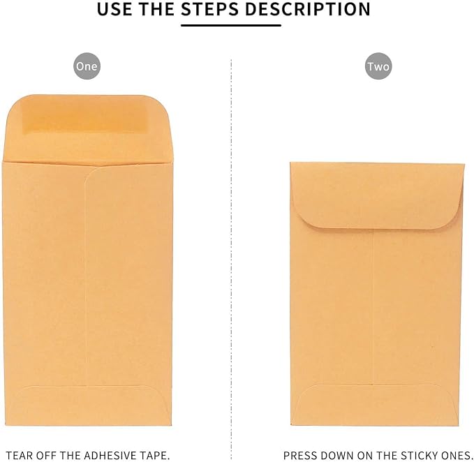 Xxcxpark 500 PCS #7 Coin Envelopes, 3.5 x 6.5 inches Brown Kraft Envelopes - Image 6