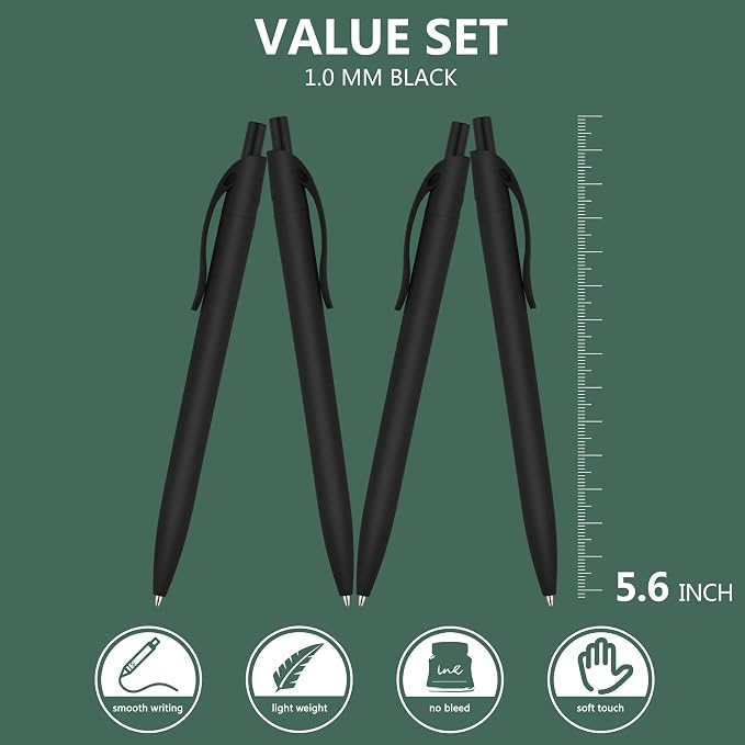 Deegtran 100 Pack No Bleed Black Barrel Click Pens, Wholesale Retractable - Image 2