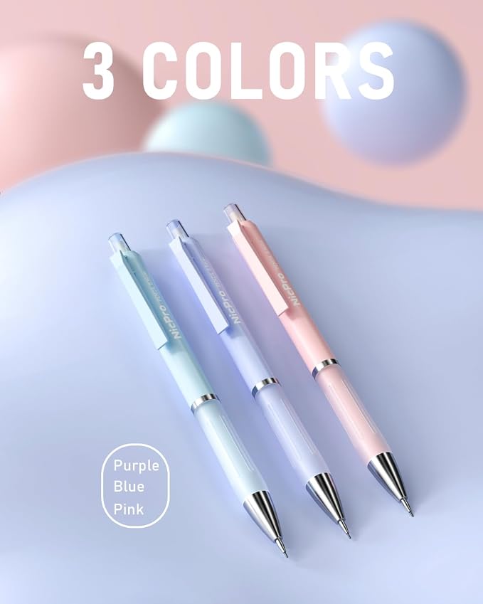 Nicpro 3PCS Pastel Mechanical Pencil Set, 0.9 Mechanical Pencil - Image 3