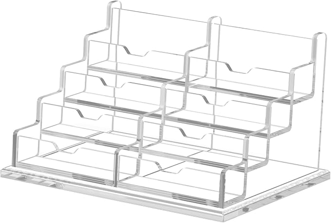 NIUBEE Clear Business Card Holder 4 Tier Acrylic Business Card Stand, 8 Slots by NIUBEE