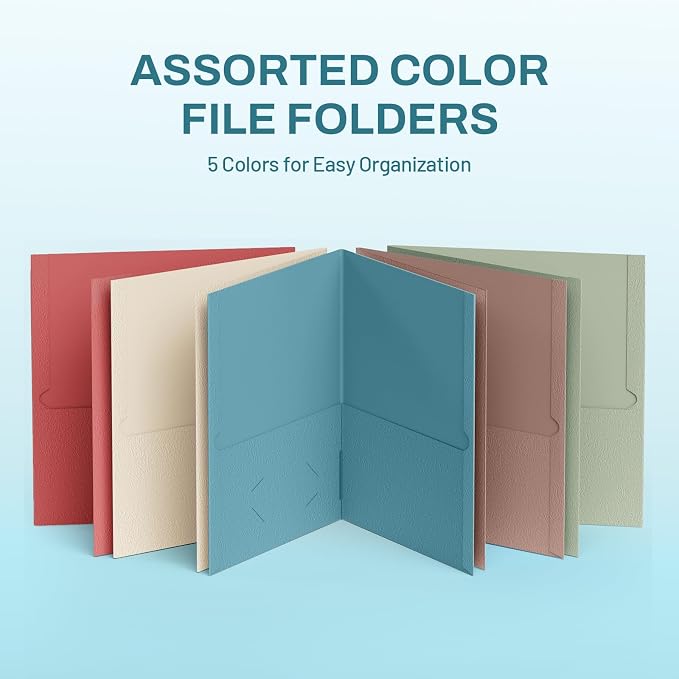 SUNEE Folders with Pockets, 2 Pocket Folders Fit Letter Size Paper, Paper File - Image 5