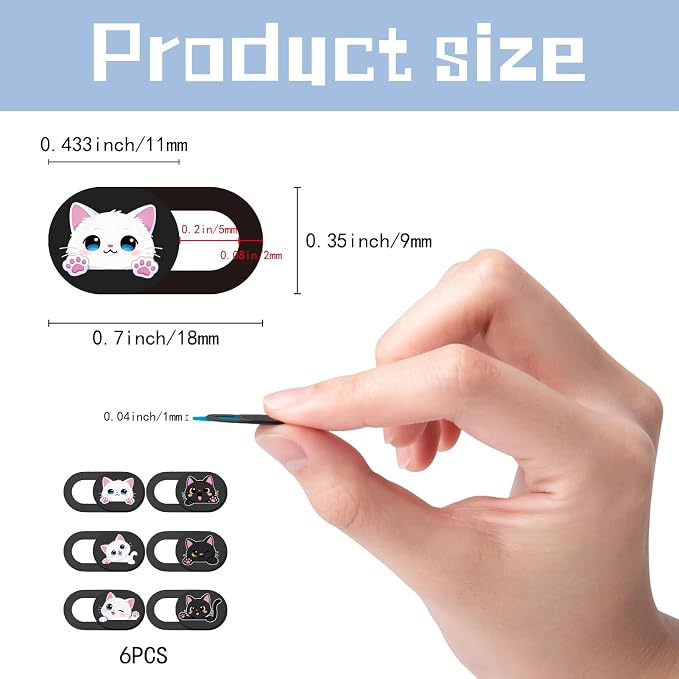 6Pcs 6 Styles Cat Camera Cover Slide Webcam Privacy Cover Cute Cats Design - Image 2