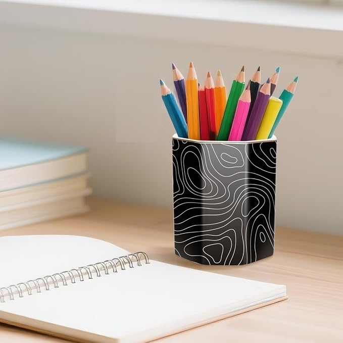 Black Pen Holder, Pencil Cup for Desk, Cute Desk Organizer, Durable Ceramic - Image 5