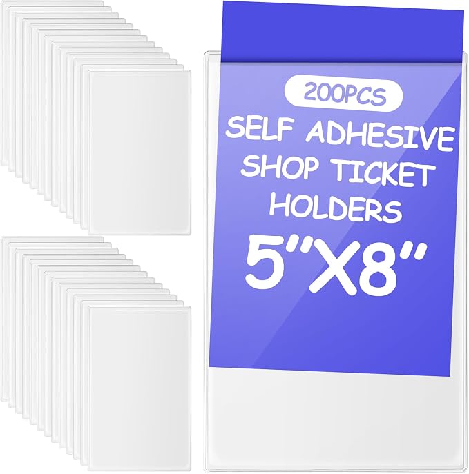 Outus 200 Pcs Self Adhesive Shop Ticket Holders Clear Plastic Sleeves Adhesive by Outus