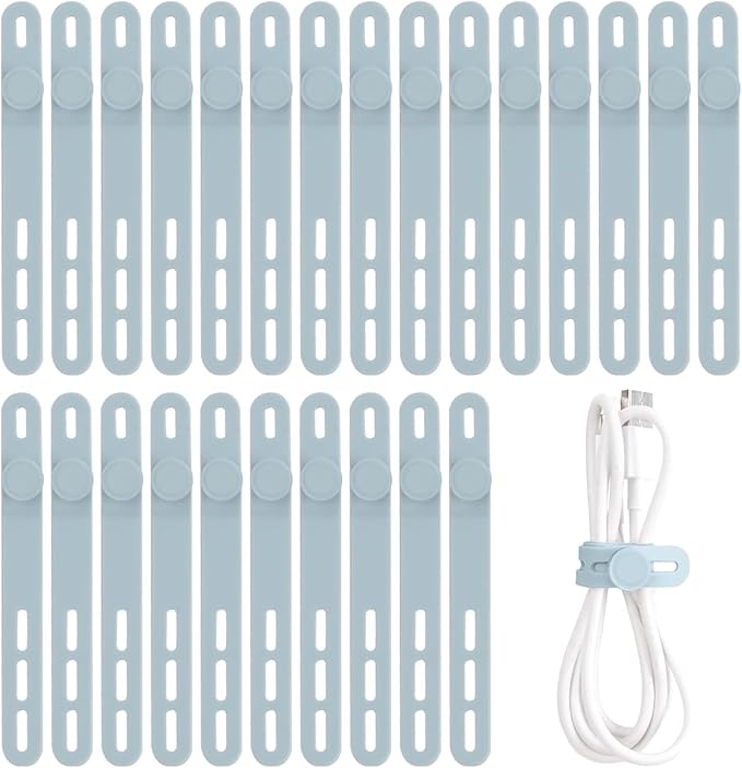 Oligei 25 Pcs Silicone Cable Ties, Cable Ties Reusable, High Elasticity Cord by Oligei