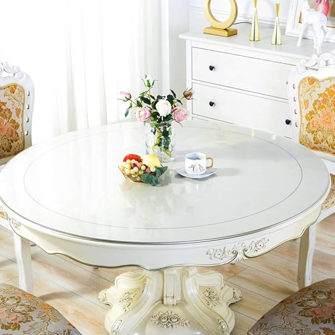Wadrac Thick Clear PVC Table Top Protector Circular Plastic Table Pad Cover - Image 2