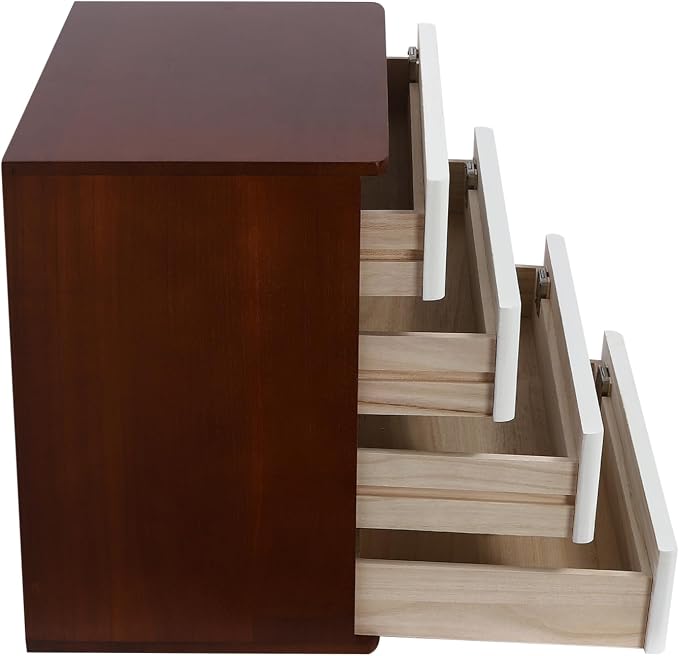 Lockable Desk Organizer Wooden Desktop Drawers Office Flat Files Storage Box - Image 4